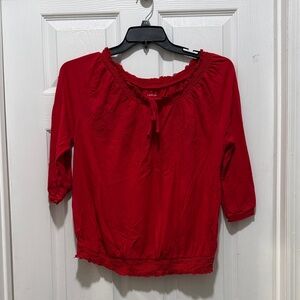 Lane Bryant Red Blouse with Lace Accents